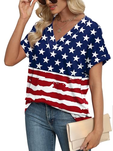 Image of WIHOLL Womens Summer Tops Short Dolman Sleeve Shirts 2026 Fashion V Neck Outfits Clothes