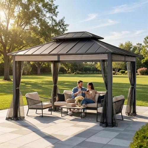 SUNJOY 10x12 Hardtop Gazebo with Heavy-Duty Galvanized...
