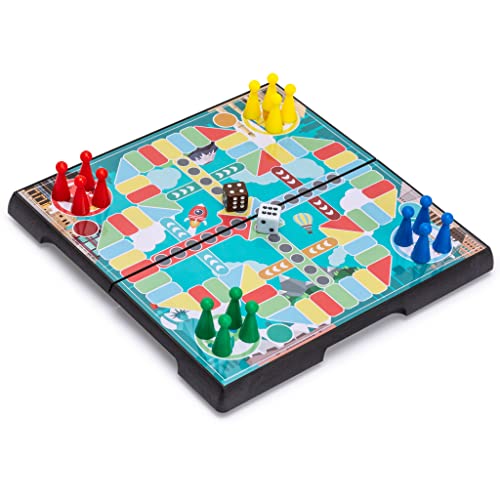Yellow Mountain Imports Ludo Magnetic Folding Travel Large Board Game Set - 8 Inches - Portable Classic Strategy Game Set #TOP2
