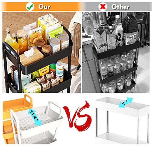 5-Tier Rolling Cart, With 360° Rolling Lockable Wheels And Handle, Multipurpose Utility Cart, Multifunctional Detachable Utility Storage Cart For Kitchen Living Room Office-Black #TOP4