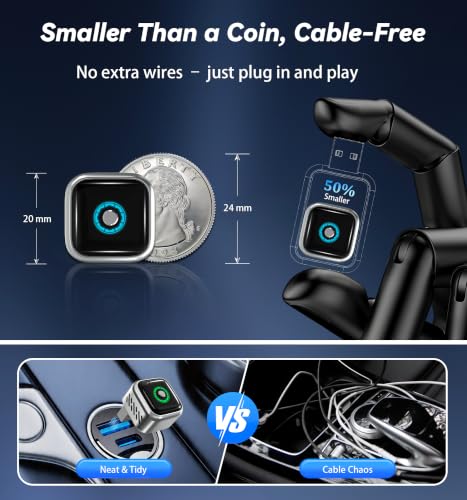 2026 Upgraded Wireless CarPlay Adapter with Buttons for Privacy Call & Two-Phone Fast Switch, Aluminum Cooling, Dual-Band WiFi, Mini Cable-Free, Compatible with Apple iPhone & Android Auto, Gray - image 9