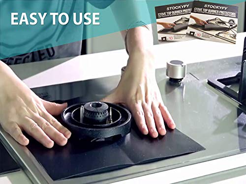 Stove Burner Covers- Reusable Gas Range Protectors, StoveTop Liners With 0.2mm Double Thickness, Non-Stick, Heat Resistant.Size 10.6" x 10.6", BPA & PFOA free (10 Pack)