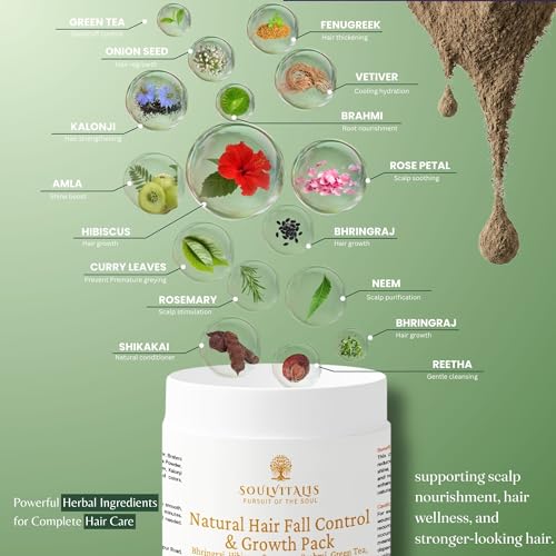 Image of Natural Hair Care Combo | Hair Fall Control & Growth Pack + Root Strength Shampoo Powder | 100% Ayurvedic Hair Care Kit for Hair Strength, Scalp Nourishment & Gentle Cleansing | Rosemary, Hibiscus, Bhringraj & Ayurvedic Herbs | Sulphate & Paraben Free | Men & Women | 400g (Pack of 2)