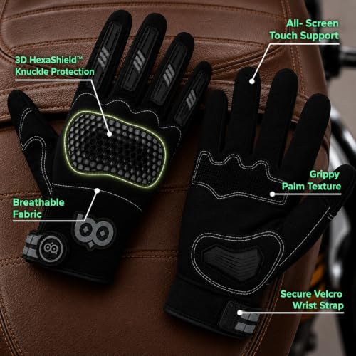 Image of BADOWL Hexa Bike Riding Gloves - Full Knuckle Protection, Anti-Slip