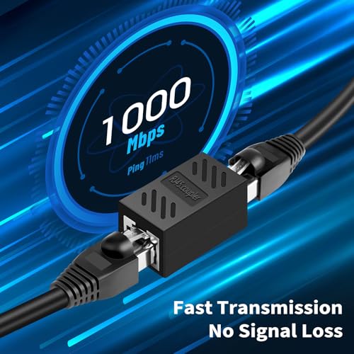 Image of RJ45 Coupler Ethernet Coupler, Female to Female, Cat7 /Cat6 /Cat5e /Cat5 Ethernet Cable Extender Adapter, 8Pack Black