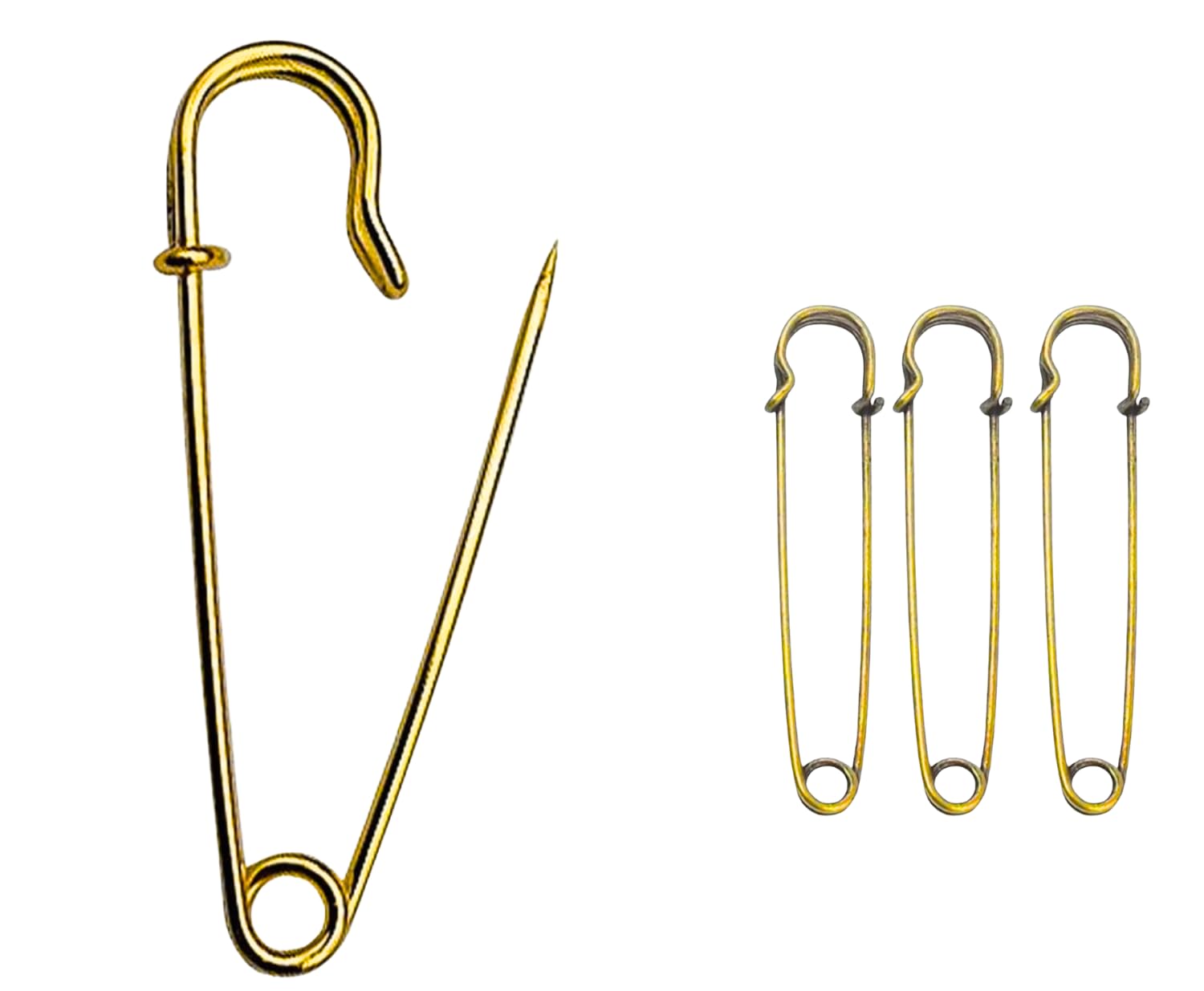 ROKEL Large Safety Pins – 3 Pcs, 70mm Golden Heavy Duty Stainless Steel Blanket & Kilt Pins for Clothes, Quilting Crafts Jewellery Brooch Making (70mm-Golden, 3 Pcs)