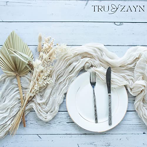 True Zayn Ivory Cheesecloth Table Runner Set -2Pc- Sheer Table Runner Or Wedding Cheesecloth Fabric - Gauze Table Runner Or Boho Table Cloths - Gauze Fabric - Cheese Cloth Table Runner -(10Ftx35In) #TOP1