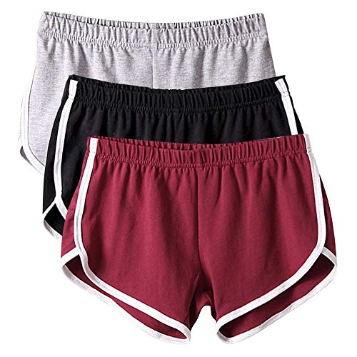 BBYES Workout Shorts Pack for Women Teen Girls Running Shorts Gym Workout Yoga Sport Shorts (02-WRBLG, M)