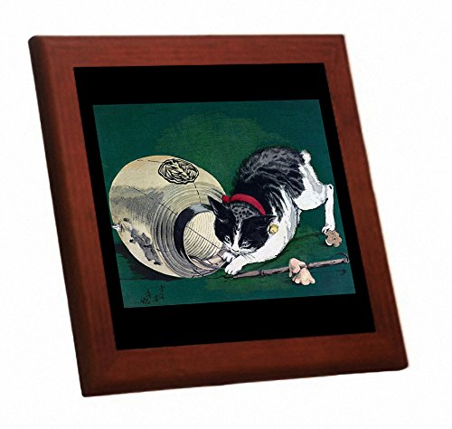 Amazon.co.jp: 小林清親『 猫に提灯 』の木枠付きフォトタイル（浮世絵