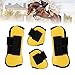 Restokki 2Pack Horse Support Boots, Open Front Jumping Tendon Horses Boots, Adjustable Horse Tendon Protection for Jumping Trail Riding (22.00 * 20.00 * 5.00-Yellow)