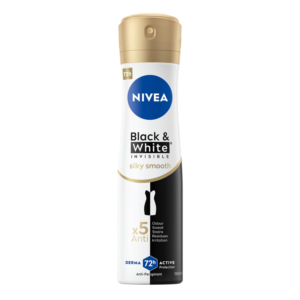 NIVEA Black&White 48 H Invisible Silky Smooth Antitranspirante en aerosol para mujer 150 ml