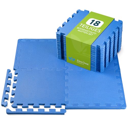 ZenOne Sports® Bodenschutzmatte Fitness I Puzzlematte Boden - 18 Stück, 30x30x1cm I Individuell verlegbare Trainingsmatte für dein Home Gym I Robuste Bodenmatte für Sportgeräte, Schaumstoffmatte ZenOne Sports® Bodenschutzmatte Fitness I Puzzlematte Boden - 18 Stück, 30x30x1cm I Individuell verlegbare Trainingsmatte für dein Home Gym I Robuste Bodenmatte für Sportgeräte, Schaumstoffmatte