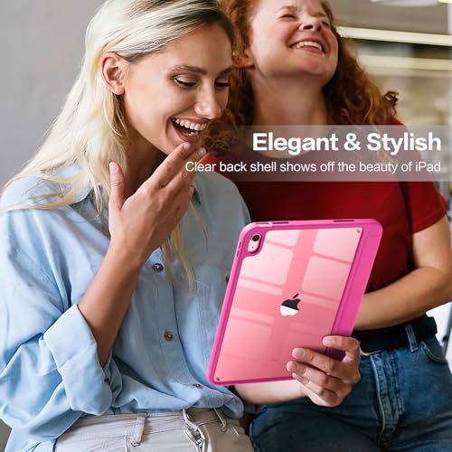 Image of Wenlaty Compatible with iPad (A16) 11th Generation Case 11 Inch 2025, for iPad 10th Generation Case 10.9 Inch 2022 with Pencil Holder, Trifold Stand Protective Clear Back Shell, Auto Wake /Sleep, Rose