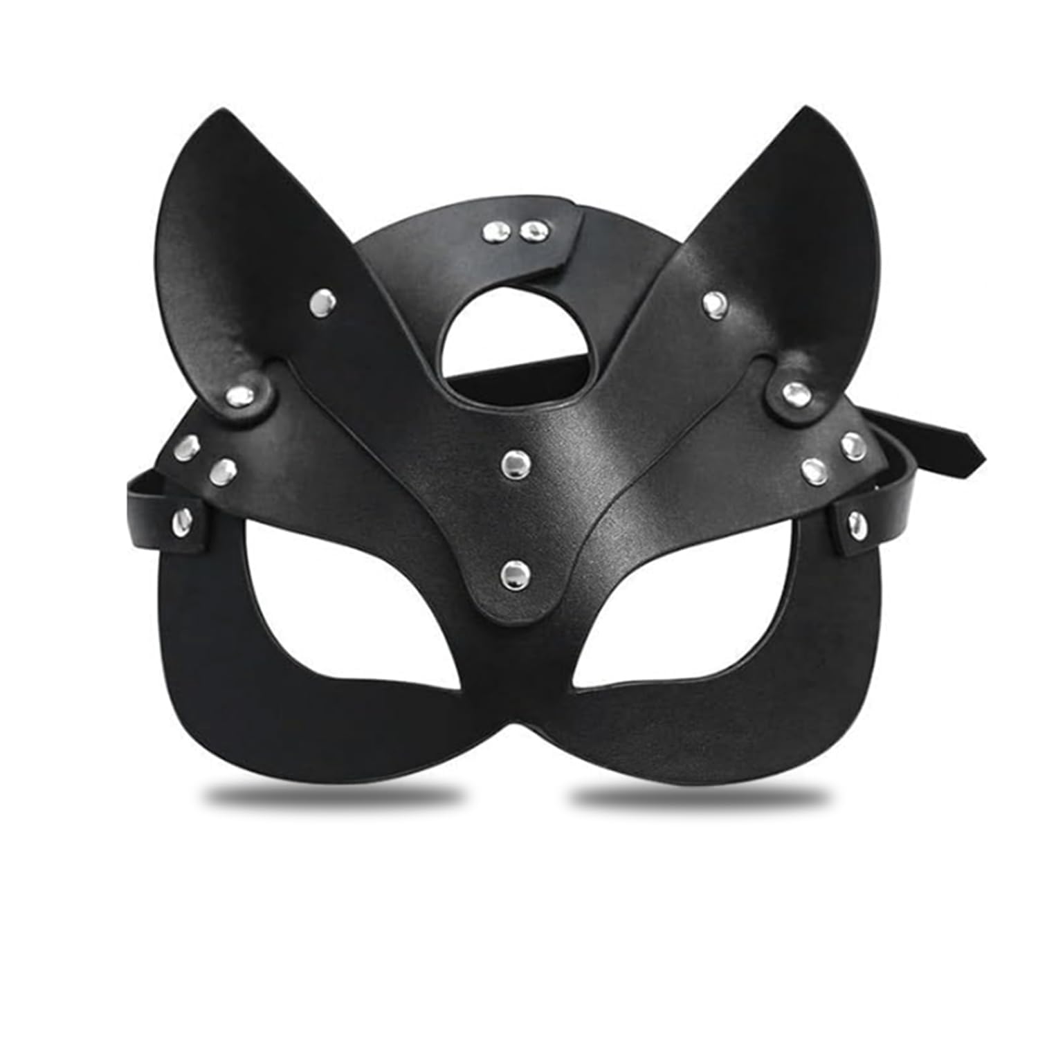 ALUNME Leather Cat Eye Mask - Halloween Women's Cat Mask Accessory