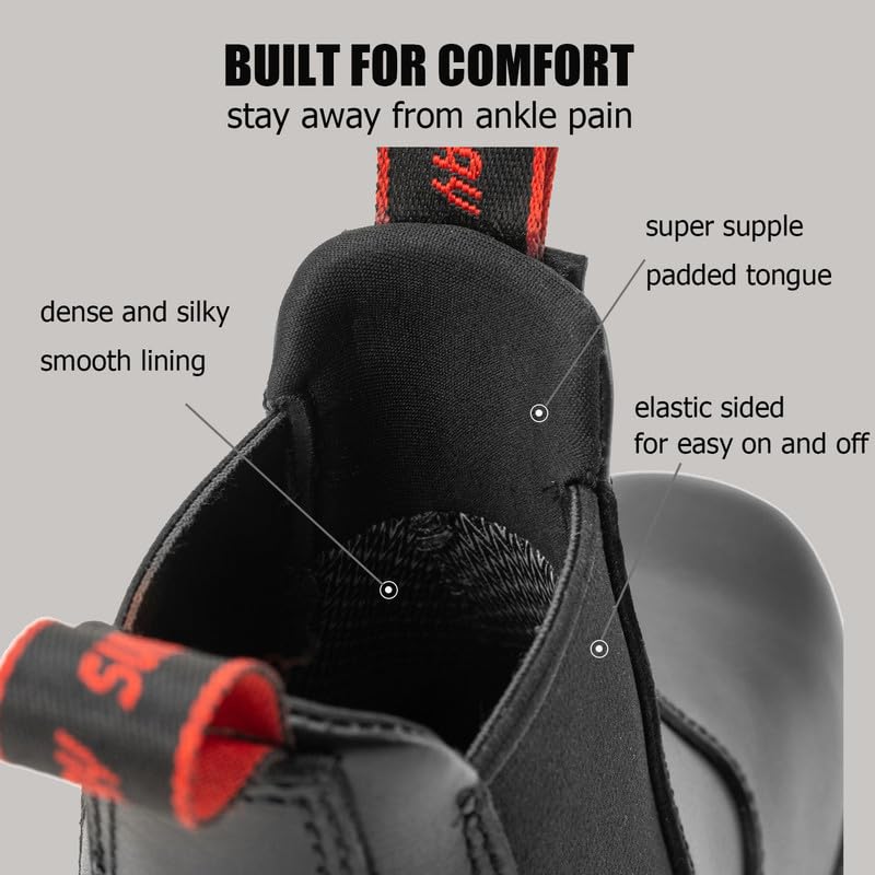 Image of SUREWAY Men's Slip-On Work Boots for Men,Full Grain Leather,Anti-Static,Water /Slip Resistant,Fire Station Mechanic Industrial Construction Safety Boots /Shoes for Men