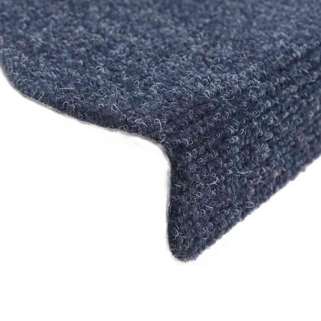 Tapis d'escalier Autocollants 30 pièces 56 x 17 x 3 cm Bleu Demi-Rond Marchettes d'escalier, Moquette Escalier de sécurité d'intérieur Antidérapant pour Aînés et Animaux de Compagnie