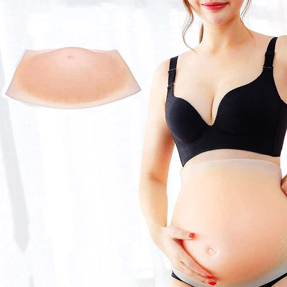 SHENGSHIYUSHENGSHIYU Silicone Pregnancy Belly, Artificial Silicone Pregnancy Belly, Real Soft Fake Belly, Very Suitable for Photography, Actors, Performances, Props, Cosplay,white-A(8-10months)