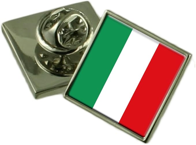 Italy Flag Lapel Pin Badge 18mm Square Select Gifts Pouch