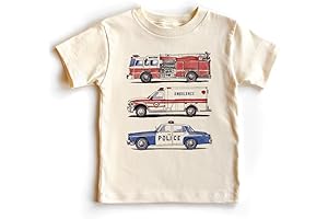 Kids Rescue Vehicles Shirt - Police Car, Ambulance, Fire Truck