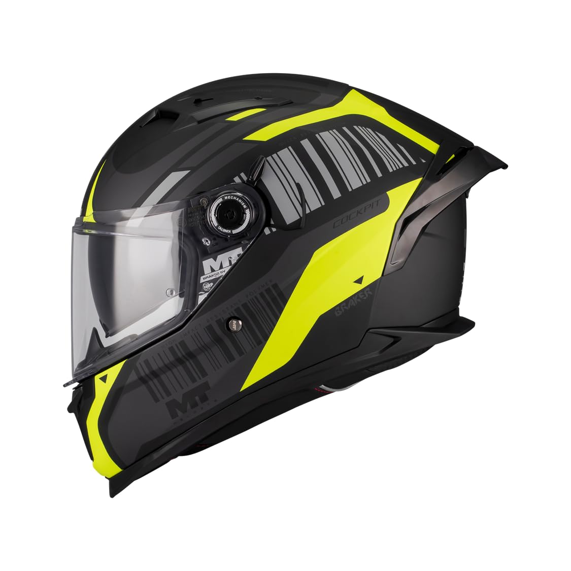 MT Helmets Braker SV, Casco Moto Integral Deportivo, Visor Solar Retráctil, Pantalla de Extracción Rápida Patentada, Spoiler Aerodinámico y Preparado Intercomunicador UCS, Homologado ECE 22.06 & DOT