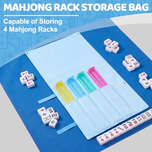 Klyyo Clyro Mahjong Bags Protective Sleeve for Mahjong Racks and Pushers Tile Bag Accessory 20 Inch Fits 4 Racks Pushers Travel Mah Jong Gifts Empty Mah Jong Bag Only,Stripe,Blue by Klyyo Clyro - Image 3