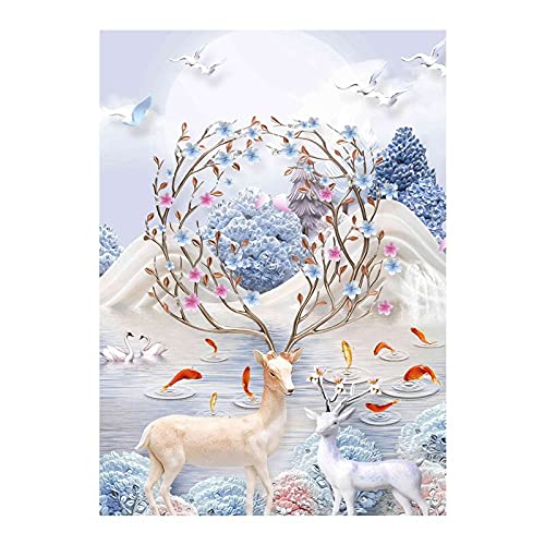 Broderie Diamant Cerf Paysage pour sublimer le salon et la chambre