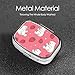 White Bear and Strawberry Pill Box with Mirror 2 Compartments Square Pill Organizer for Pocket