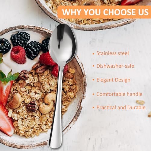 Image of 36 PCS Dinner Spoons Set - Windsor Stainless Steel Dinner Spoon 7.1 Inch with Dishwasher Safe Dessert Spoons,Metal Dessert Spoon, Silverware for Home,Kitchen or Restaurant