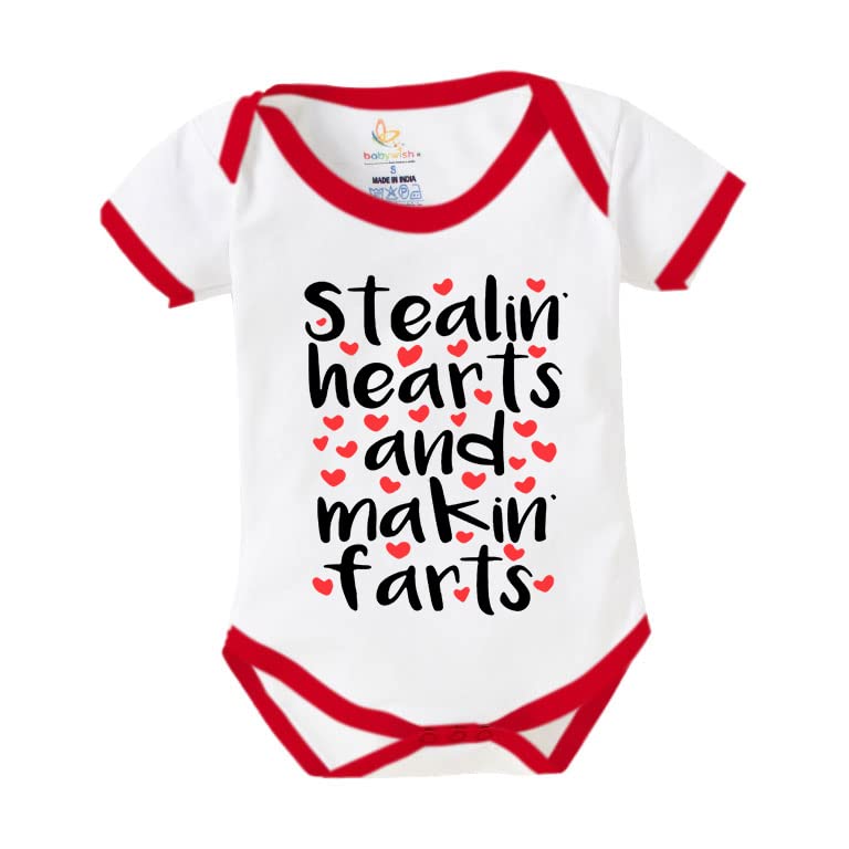 baby wish My First Valentine Day Romper Clothes Baby Valentine Bodysuits Newborn Outfit Romper with Envelop Neck Half Sleeve Unisex Romper Infant Dress Making Hearts Valentine