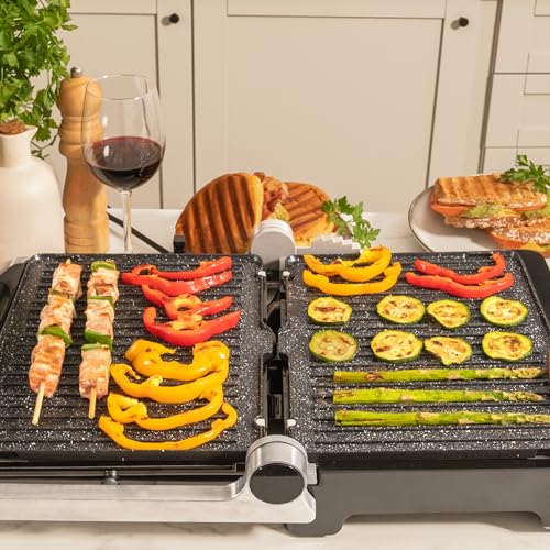 Parrilla électrique Cecotec RockStone Rock'nGrill Blaze plaque pierre ouverture 180° - vue 6