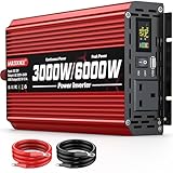 3000W Power Inverter 12V to 240V AC Car Converter with LCD Screen & 2 AC Sockets & USB for Camping,Motorhomes,Truck,Boat,Household,Van