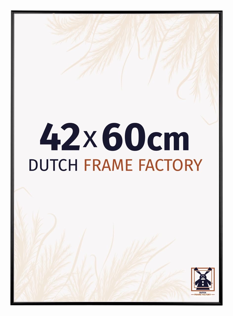 Dutch Frame Factory - Picture frame 42x60 cm - Black High Gloss - Aluminium Picture frame with Antireflex Acrylic glass - Photo frame 42x60 cm - Kampen