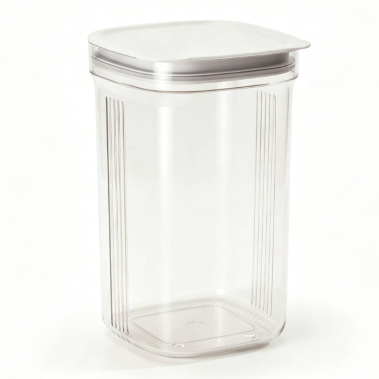 transparent clear jars with lids minimalist square containers with lids leak-proof square storage jar spill resistant for organizers, home cooks, kitchen cabinet, countertop, 2000ml, with ears