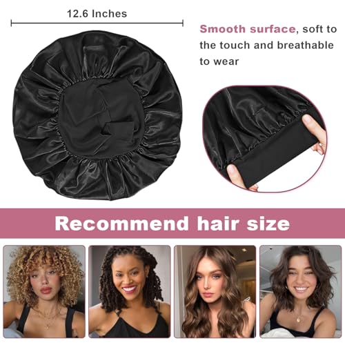 Leaduway 4Pcs Satin Bonnet Silk Bonnet, Hair Bonnet For Sleeping thumb #2
