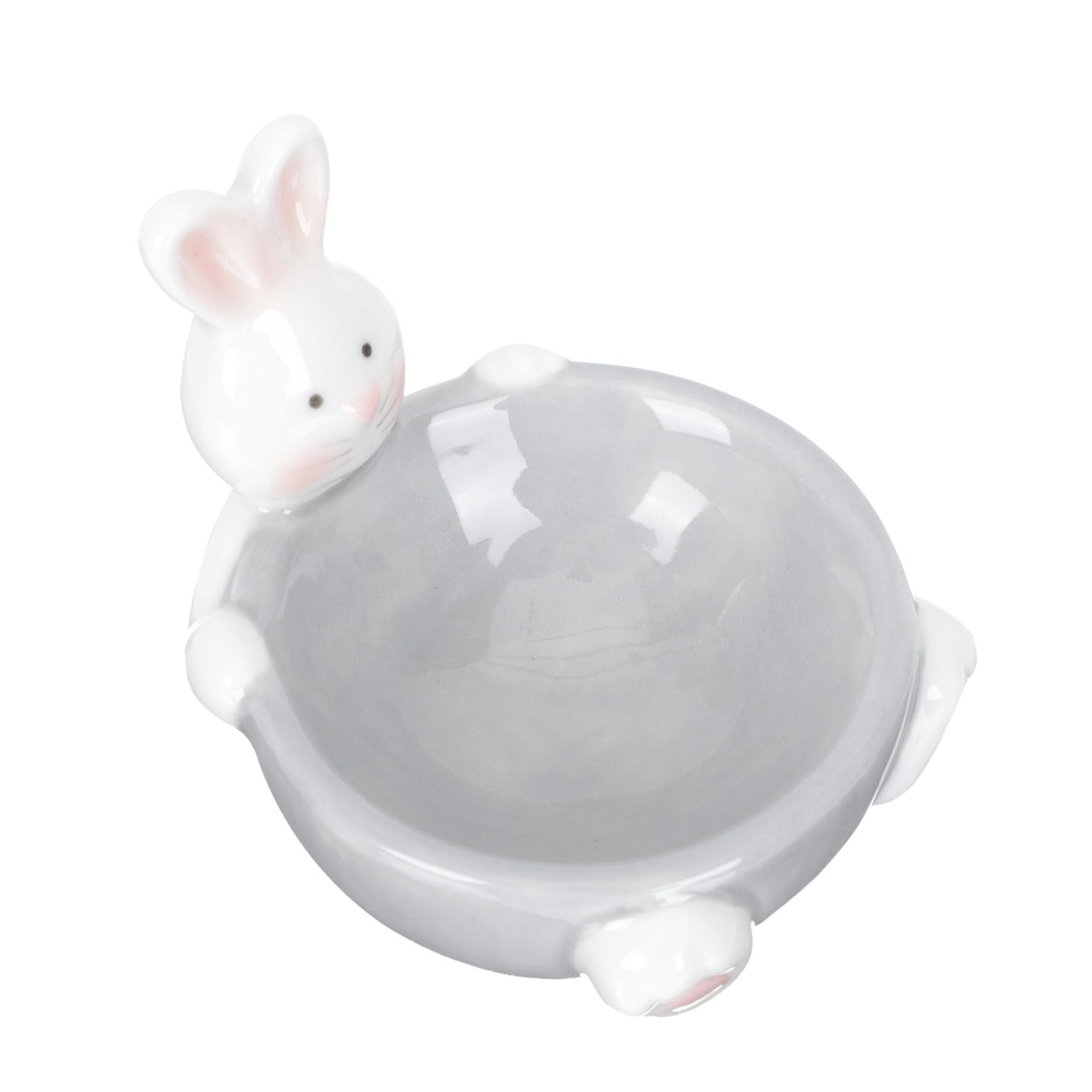 Unomor Creative Cute Rabbit Ceramic Egg Cup Delicate Egg Tray for Boiled Eggs Elegant Porcelain Egg Holder for Home Decor Single Serving Dish for Kitchen and Dining