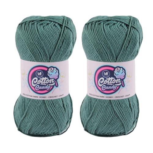 Image of NESTNHAVEN Cotton Candy 100% Cotton Yarn - (100g, 185 Meters) - Luxury Yarn for Crochet, Amigurumi, Embroidery, Toys, Garments, Flowers and Hobby, Projects. (Spanish Green) | (200 Gm)