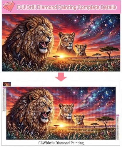 Peinture Diamant Lion Ciel Étoilé pour Décoration Maison