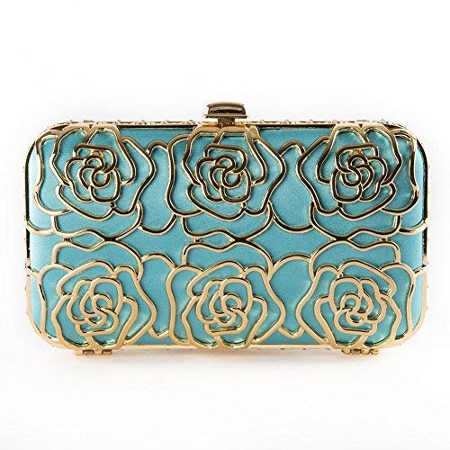Sac d'embrayage de luxe Vanda bleu satin strass d'une finition haute couture