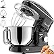 Planetaria-Knetmaschine, Facelle 1500 W, 6,2 Liter, Küchenmaschine mit Schüssel aus Edelstahl, Schneebesen, Knethaken, Schneebesen für Süßigkeiten, Spülmaschinenfest (schwarz)