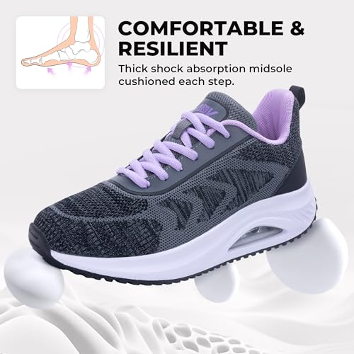 Image of SURRAY Women's Wide Width Walking Shoes - Plantar Fasciitis Arch Support Orthotic Sneakers, Comfortable Tennis Shoes for Casual Gym Workout US Size 6-11
