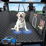XXL Dog Truck Seat Cover for Back Seat, Hard Bottom Backseat Extender for Car, Holds 400 lbs, Pet Seat Covers for Large Dogs, 100% Waterproof, Dog Car Bed Protector Hammock for Crew Cab Truck SUV F150