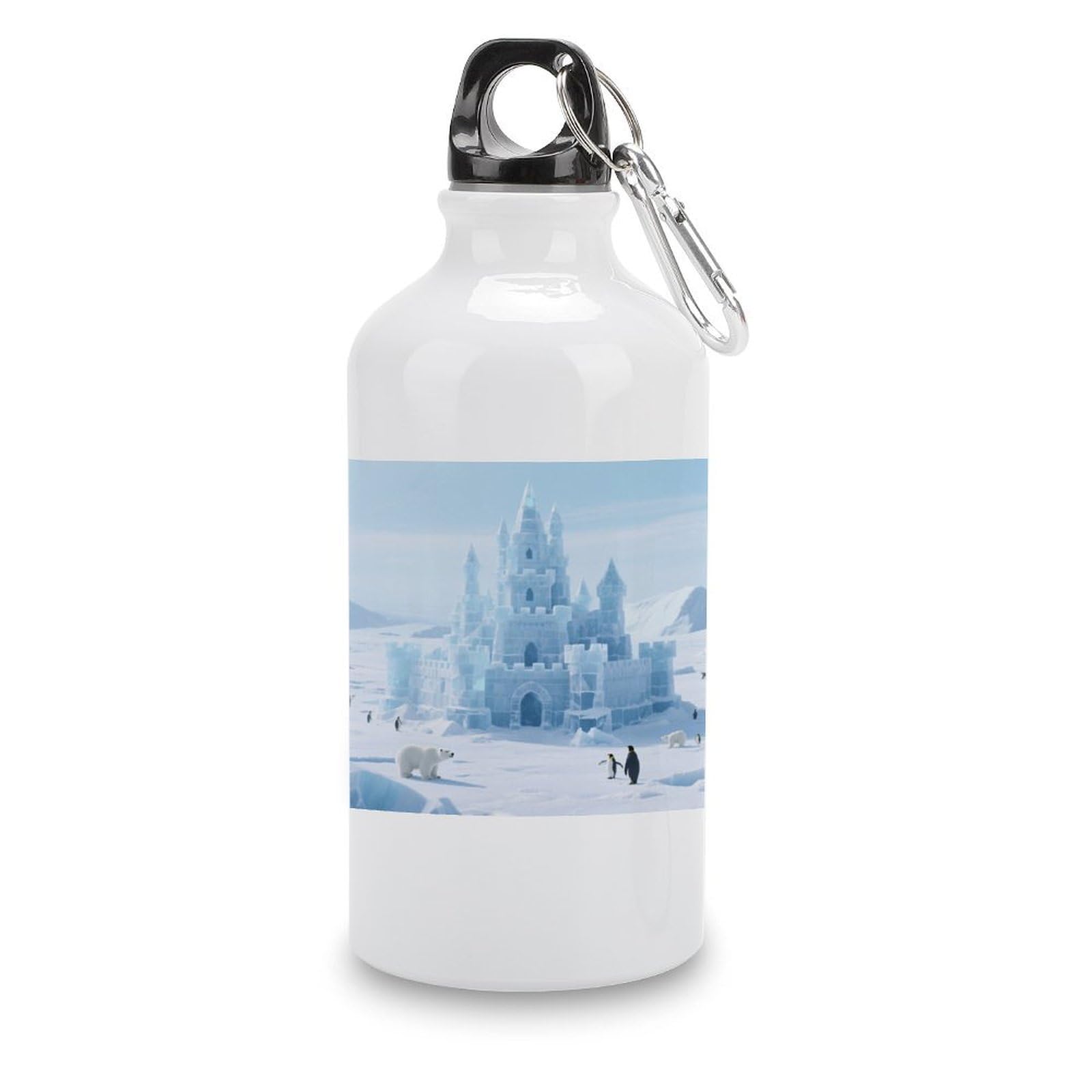 Fekiloot Style Ice And Snow Castle Icefield Aluminum Water Bottle Travel Tumbler Reusable Lightweight Outdoor Sports Water Bottles For Gym Sports Camping Hiking Fishing400ml