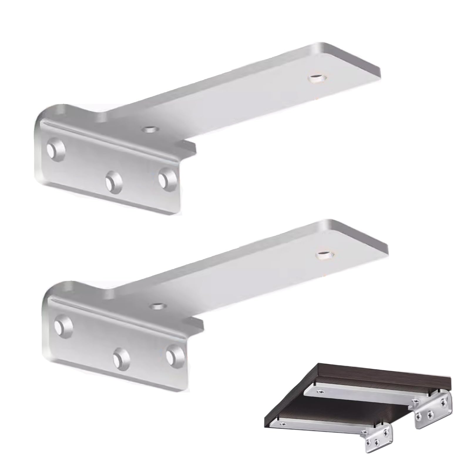 2 Pezzi Staffa per Mensola Pesanti,Staffe Supporti per Mensole Galleggianti a Parete,Staffa Angolare in Acciaio Inox,Reggimensola a L per Mensole,Libreria,con Viti,Argento (296mm)
