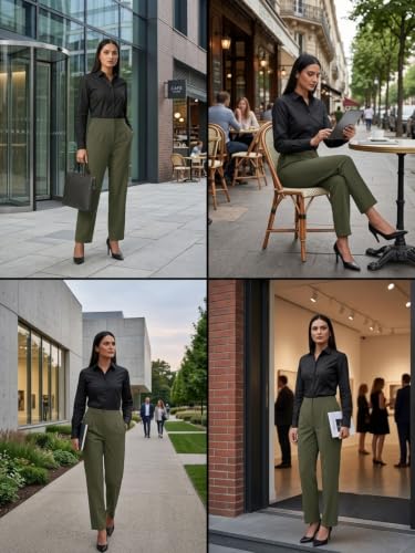 Image of Leriya Fashion Formal Pants for Women Office Wear |Trousers for Women - Straight Pants for Woman Formal Pant for Woman, Stretch Lycra Workwear Trousers
