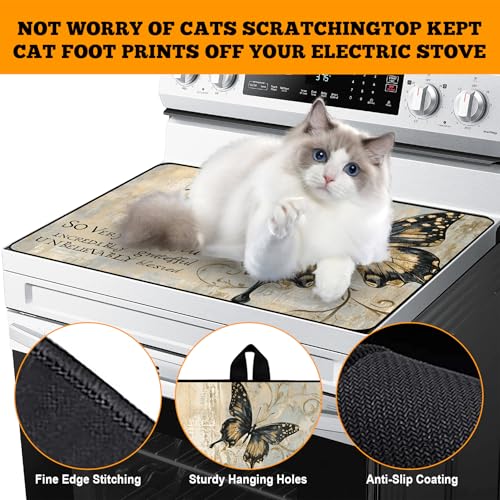 Image of Multi-Design Stove Cover for Glass /Electric Stoves - 3-in-1 Heat-Resistant Protector Mat, Non-Slip Drying Rack 28 inchx20 inch