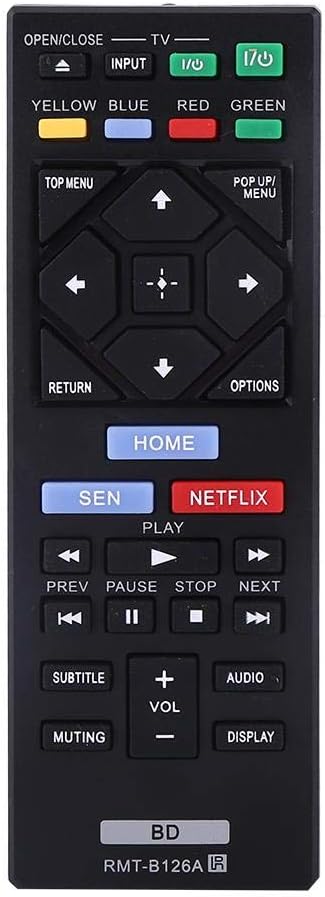 Remote Control Replacement RMT-B126A for Sony BDP-S6000 / BDP-S2200 / BDP-BX520 / BDP-BX320 / BDP-BX620 / BDP-S2100 / BDP-S1200 / BDP-BX120 / BDP-S3200 / BDP-S5200 BDP-S5200 / D Blu Ray