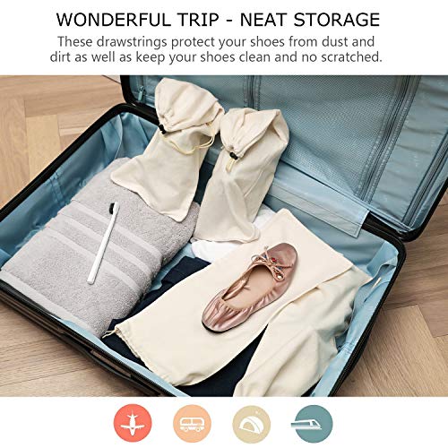 PlasMaller Shoe Storage Bags 100% Cotton with Drawstring for Men and Women for Travel Protecting and Storing Shoes3