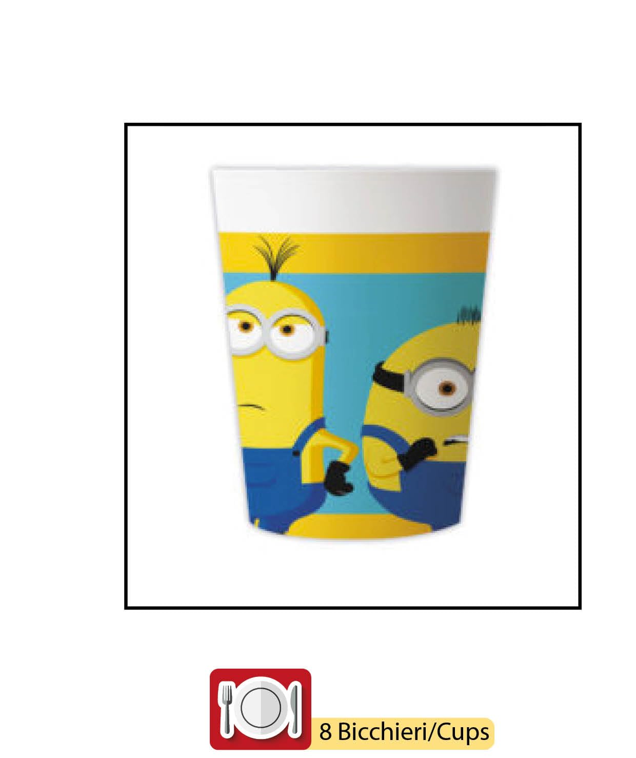 Party Tableware Set Minions The Rise of Gru for 8 people (36 pcs: 8 paper plates Ø23cm, 8 cups 200ml, 20 paper napkins 33x33cm)