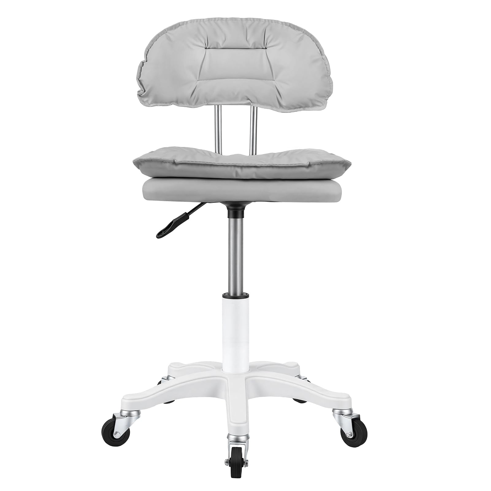 Chaise pivotante réglable en hauteur grise Roadoor avec roulettes et dossier rembourré