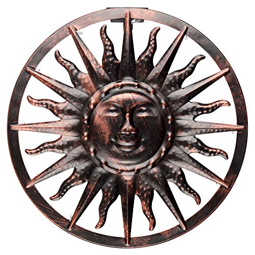 LED Solar Wand Lampe Sonnen Design Garten Außen Deko Lampe kupfer rund...